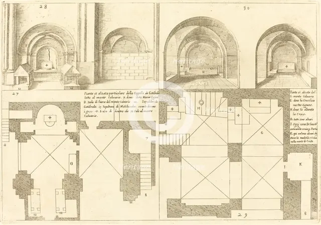 Plan and Elevation of the Chapel of Godefroy de Bouillon, 1619. Creator: Jacques Callot.