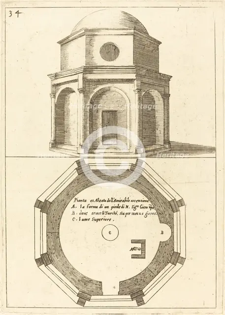 Plan and Elevation of the Church of the Ascension, 1619. Creator: Jacques Callot.