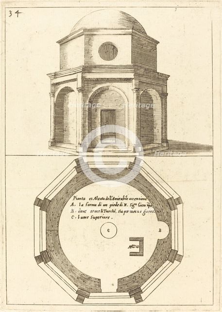 Plan and Elevation of the Church of the Ascension, 1619. Creator: Jacques Callot.