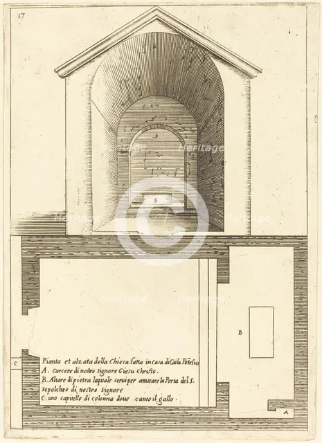 Plan and Elevation of the Church near the House of Caiaphas, 1619. Creator: Jacques Callot.