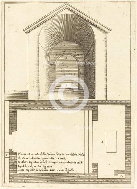 Plan and Elevation of the Church near the House of Caiaphas, 1619. Creator: Jacques Callot.
