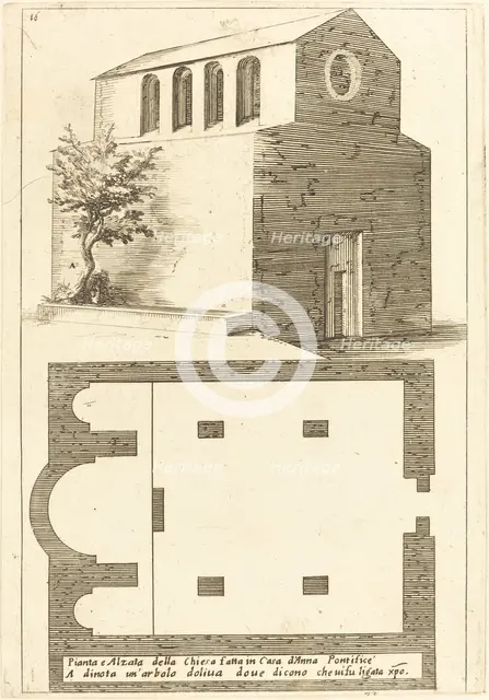 Plan and Elevation of the Church near the House of Annas, 1619. Creator: Jacques Callot.
