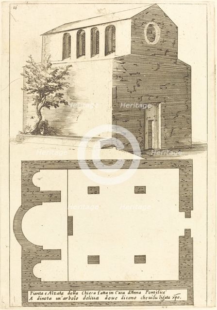 Plan and Elevation of the Church near the House of Annas, 1619. Creator: Jacques Callot.