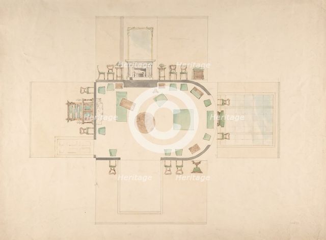 Plan and Elevations of a Room, early 19th century. Creator: Anon.