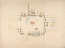 Plan and Elevations of a Room, early 19th century. Creator: Anon