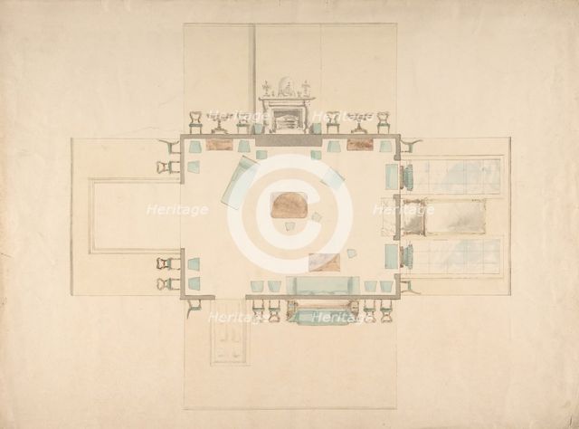 Plan and Elevations of a Room, early 19th century. Creator: Anon.