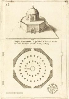 Plan and Rendering of the Temple of Solomon, 1619. Creator: Jacques Callot