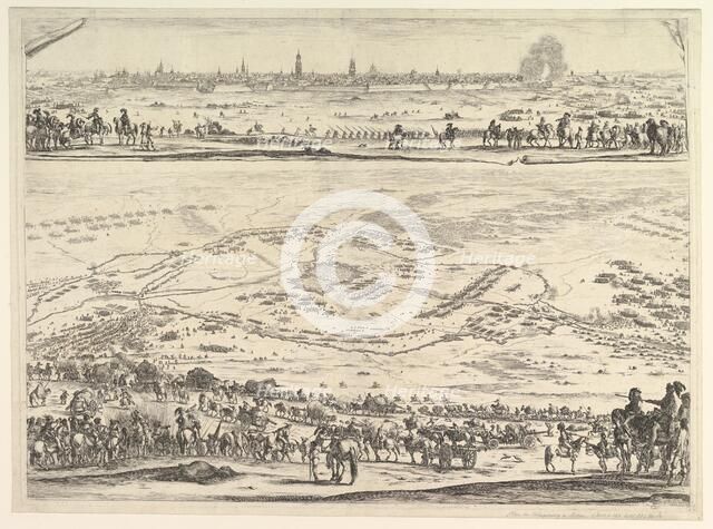 Plan and view of the siege of Arras: lower part of the plate with a topographical view wit..., 1641. Creator: Stefano della Bella.