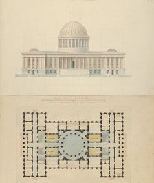 Plan by T. Cole, Esq. for the Capitol of Ohio, ca. 1839. Creator: Alexander Jackson Davis