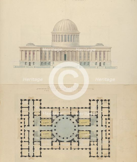Plan by T. Cole, Esq. for the Capitol of Ohio, ca. 1839. Creator: Alexander Jackson Davis.