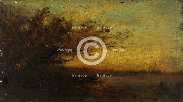 Plan d'eau, soleil couchant. Au revers : Deux études, between 1850 and 1860. Creator: Felix Francois Georges Philibert Ziem.
