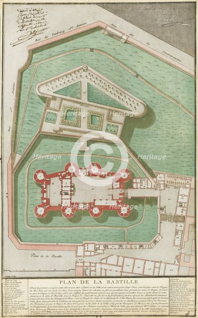 Plan de la Bastille, 1792. Artist: Palloy, Pierre-François (1755-1835)