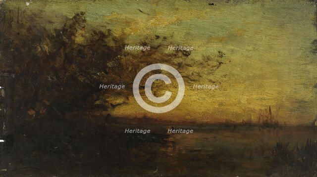 Plan d'eau, soleil couchant. Au revers : Deux études, between 1850 and 1860. Creator: Felix Francois Georges Philibert Ziem.