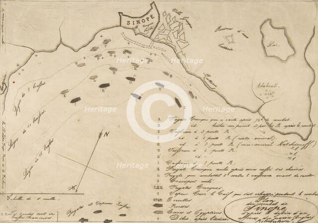 Plan du Combat de Sinope (Plan of the Battle of Sinope), 1853. Creator: Charles Meryon.