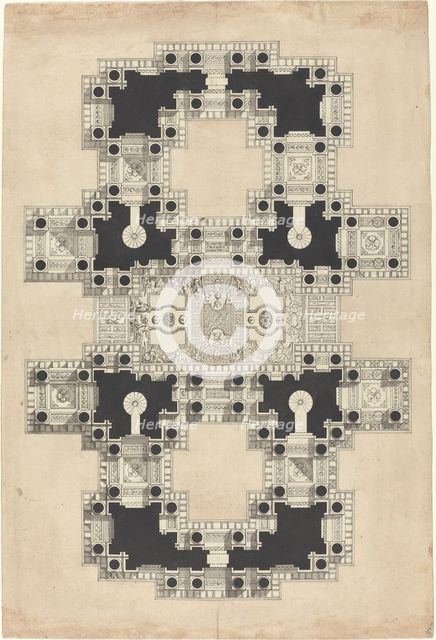 Plan for a Decorated Ceiling, c. 1750. Creator: Pierre Varin.