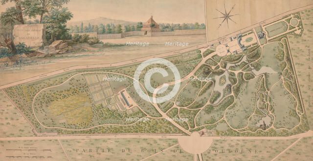 Plan for the Garden of the Château de Bagatelle, 1817. Creator: Pierre Lapie.
