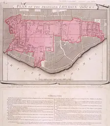 Plan for the proposed London Docks, Stepney, 1799. Artist: Anon