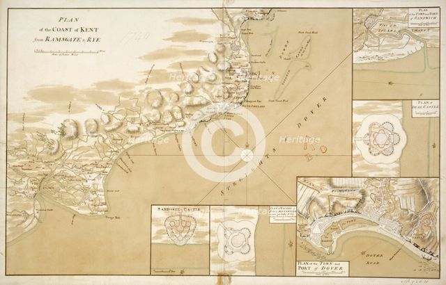 'Plan of the coast of Kent from Ramsgate to Rye', 1740. Artist: Unknown.