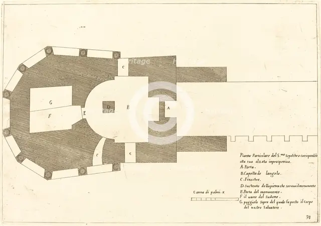 Plan of the Church of the Holy Sepulchre, 1619. Creator: Jacques Callot.