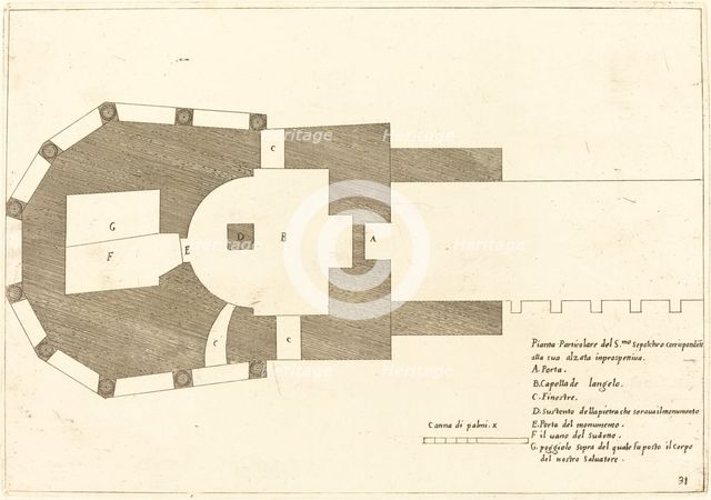 Plan of the Church of the Holy Sepulchre, 1619. Creator: Jacques Callot.