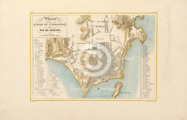Plan of the city of Rio de Janeiro. From "Voyage pittoresque et historique au Brésil", 1830s. Creator: Debret, Jean-Baptiste (1768-1848).