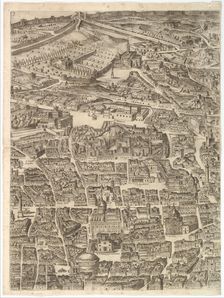 Plan of the City of Rome. Part 3 with the Santa Maria Maggiore, the Pantheon and Trajan's ..., 1645. Creator: Antonio Tempesta
