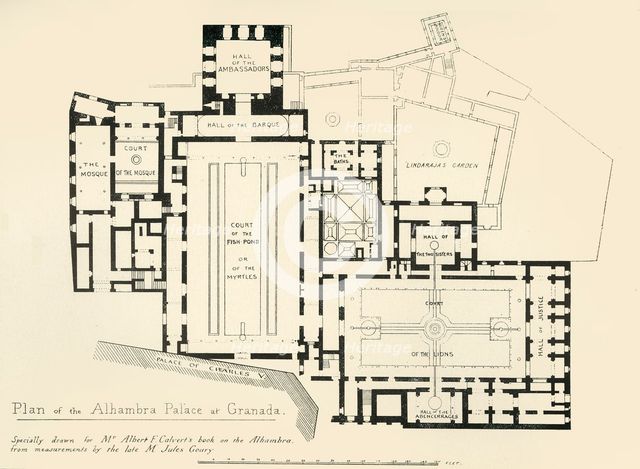 'Plan of the Alhambra Palace at Granada', 19th century, (1907). Creator: Unknown.