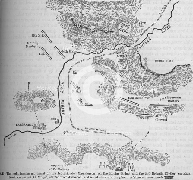 'Plan of the Attack on Ali Musjid, (Nov. 21, 1878)', c1880. Artist: Unknown.