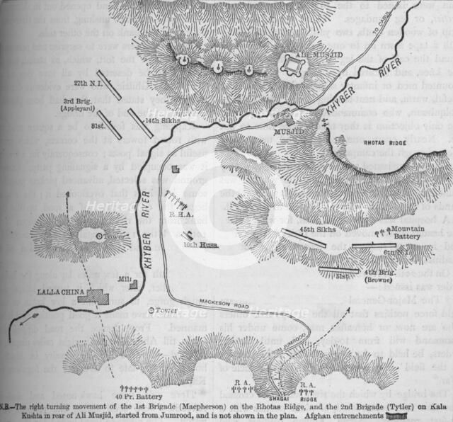 'Plan of the Attack on Ali Musjid, (Nov. 21, 1878)', c1880. Artist: Unknown.