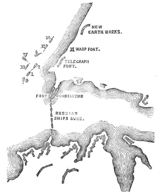 Plan of the Attack at 5.30pm, when these were almost exclusively the Ships engaged with the..., 1854 Creator: Unknown.