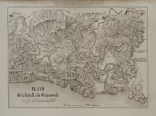 Plan of the Battle of Oriamendi (15 and 16 March 1837), First Carlist War (1833-1840), 1869. Creator: Unknown