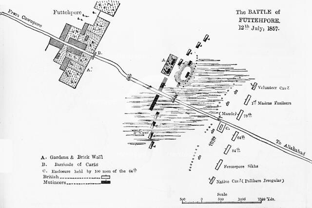 'Plan of the Battle of Futtehpore', c1891. Creator: James Grant.