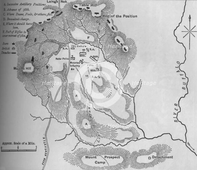 'Plan of the Battle of Laing's Nek (January 28, 1881)', c1880s. Artist: Unknown.