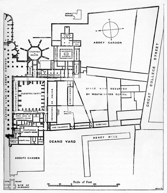 'Plan of the Benedictine Abbey of Westminster', c1897. Artist: William Patten.