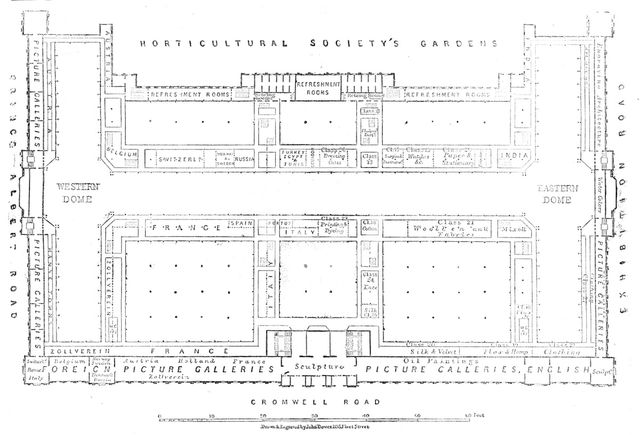 Plan of the galleries of the International Exhibition Building, 1862. Creator: John Dower.