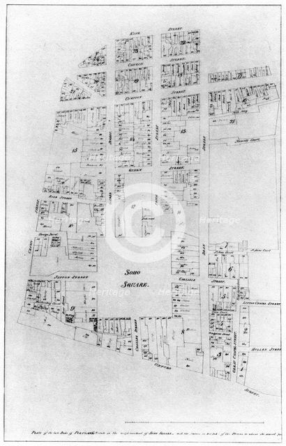 Plan of the Duke of Portland's estate, Soho Square, London, 1907. Artist: Unknown