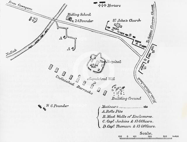 'Plan of the Entrenchment at Cawnpore, June, 1857', c1891. Creator: James Grant.