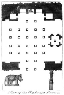 Plan of the Elephanta Caves India, 1799