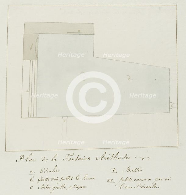 Plan of the Fountain of Arethusa on Orhtygia Island, Syracuse, 1778. Creator: Louis Ducros.