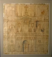 Plan of the façade of the Cathedral of Valladolid, work by Alberto Churriguera