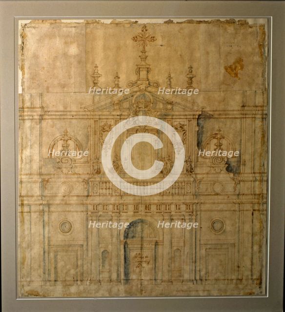 Plan of the façade of the Cathedral of Valladolid, work by Alberto Churriguera.