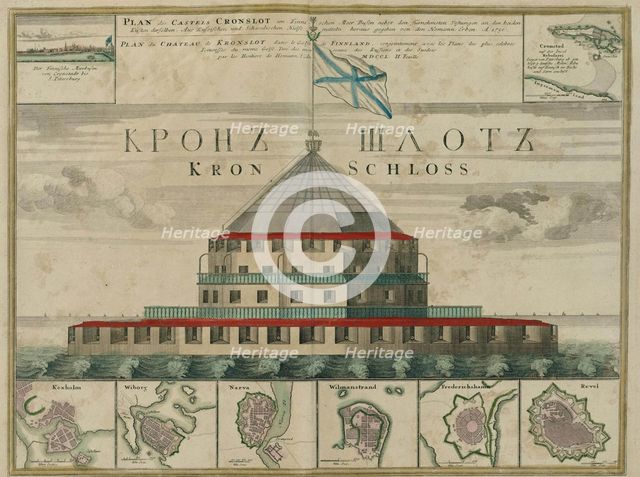 Plan of the Kronstadt Fortress, 1750. Artist: Homann, Johann Baptist (1663-1724)