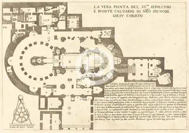 Plan of the Holy Sepulchre and Mount Calvary, 1619. Creator: Jacques Callot.
