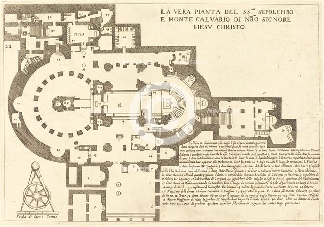 Plan of the Holy Sepulchre and Mount Calvary, 1619. Creator: Jacques Callot.