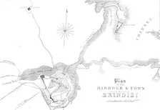 Plan of the harbour and town of Brindisi, 1869. Creator: Unknown