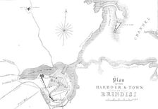 Plan of the harbour and town of Brindisi, 1869. Creator: Unknown