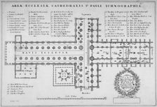 Plan of the old St Paul's Cathedral, City of London, 1657. Artist: J Harris