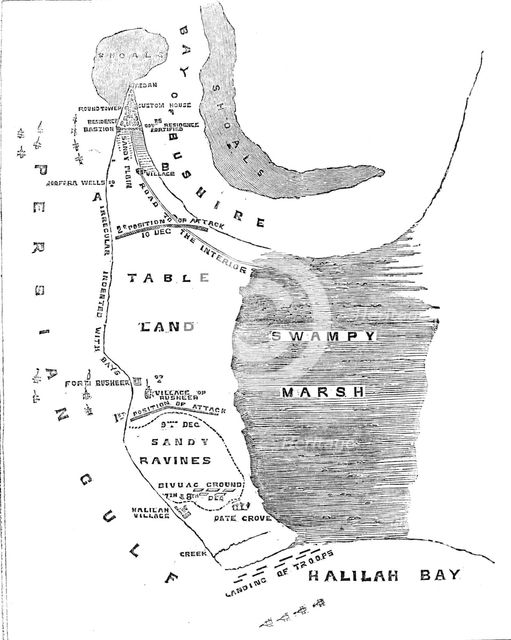 Plan of the Operations against Bushire, 1857. Creator: Unknown.
