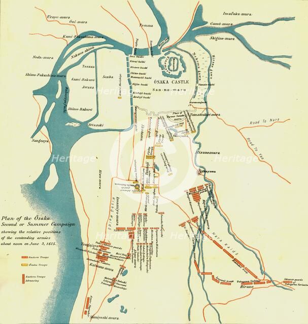'Plan of the Osaka Second or Summer Campaign, 1615'. 1903. Creator: Unknown.