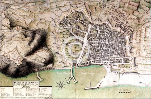 Plan of the late 17th century of the city of Barcelona, copy made by the architect Francesc Renar…